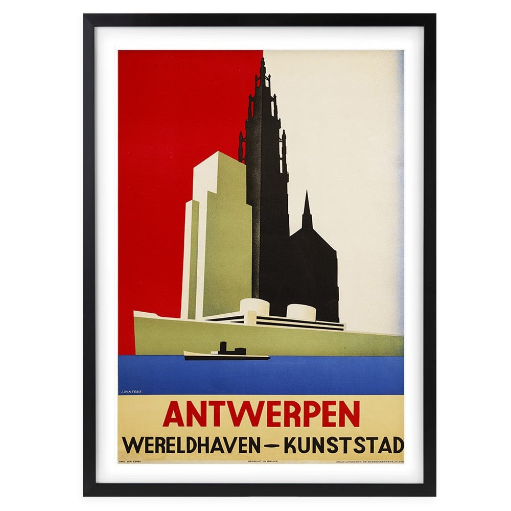 Antwerpen Large 105cm x 81cm Framed A1 Art Print