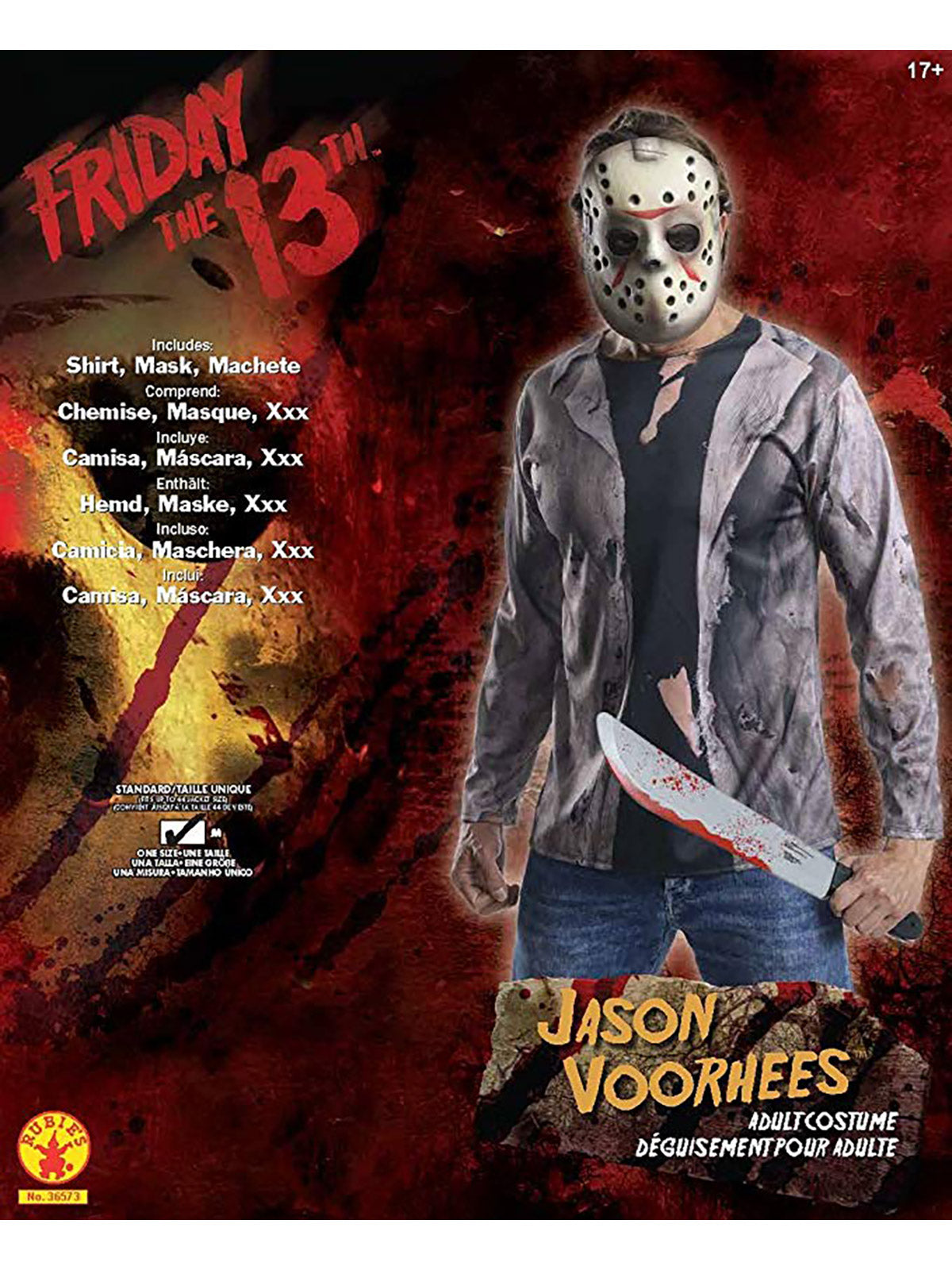 Friday The 13th Jason Men's Costumes With Mask & Machete (Available in 3 Sizes)