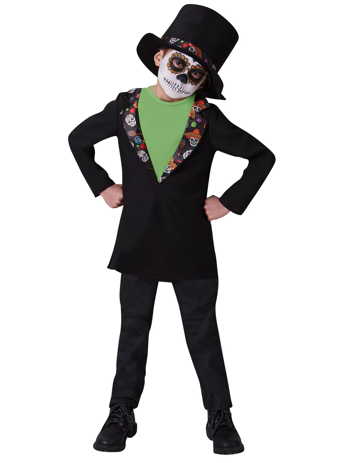 Day Of The Dead Black Jacket Boy's Costumes (Available in 2 Sizes)