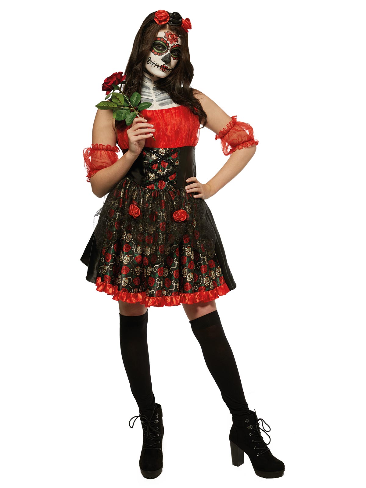 Red Rose Day Of The Dead Costume, Adult