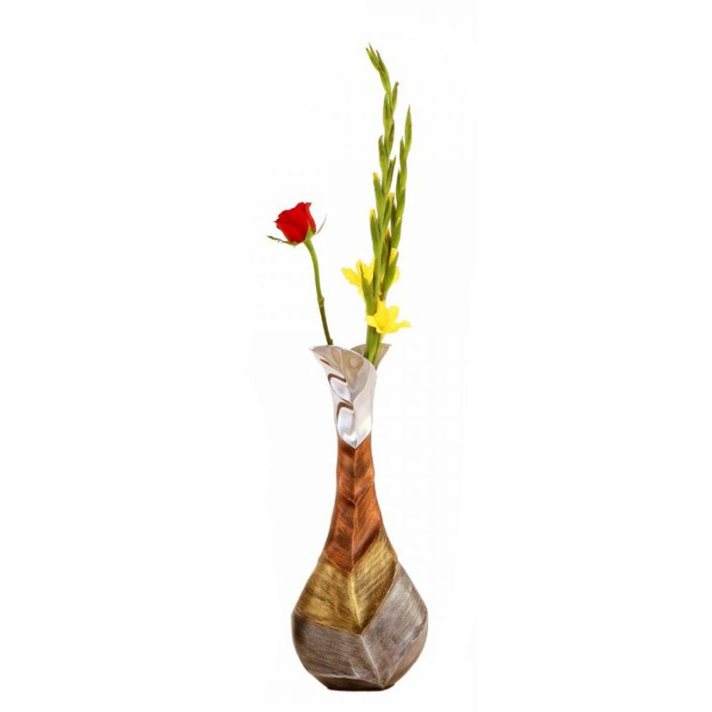 Set of 2 Banana Leaf Design Tall Vases