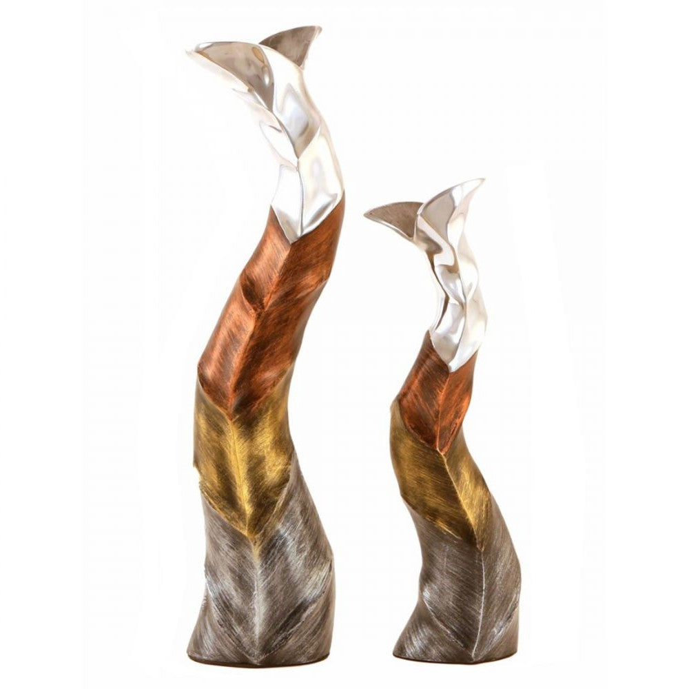 Set of 2 Banana Leaf Design Curvy Vases