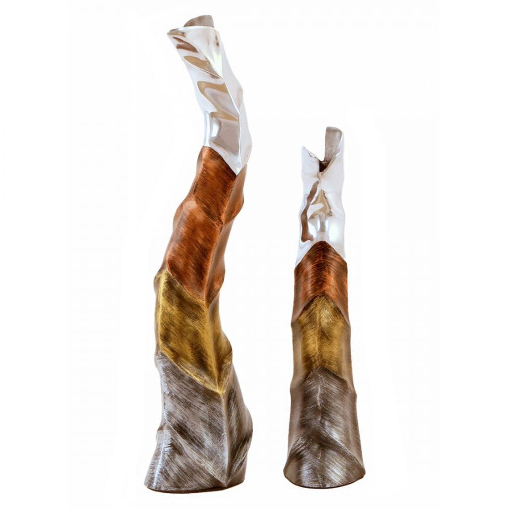 Set of 2 Banana Leaf Design Curvy Vases