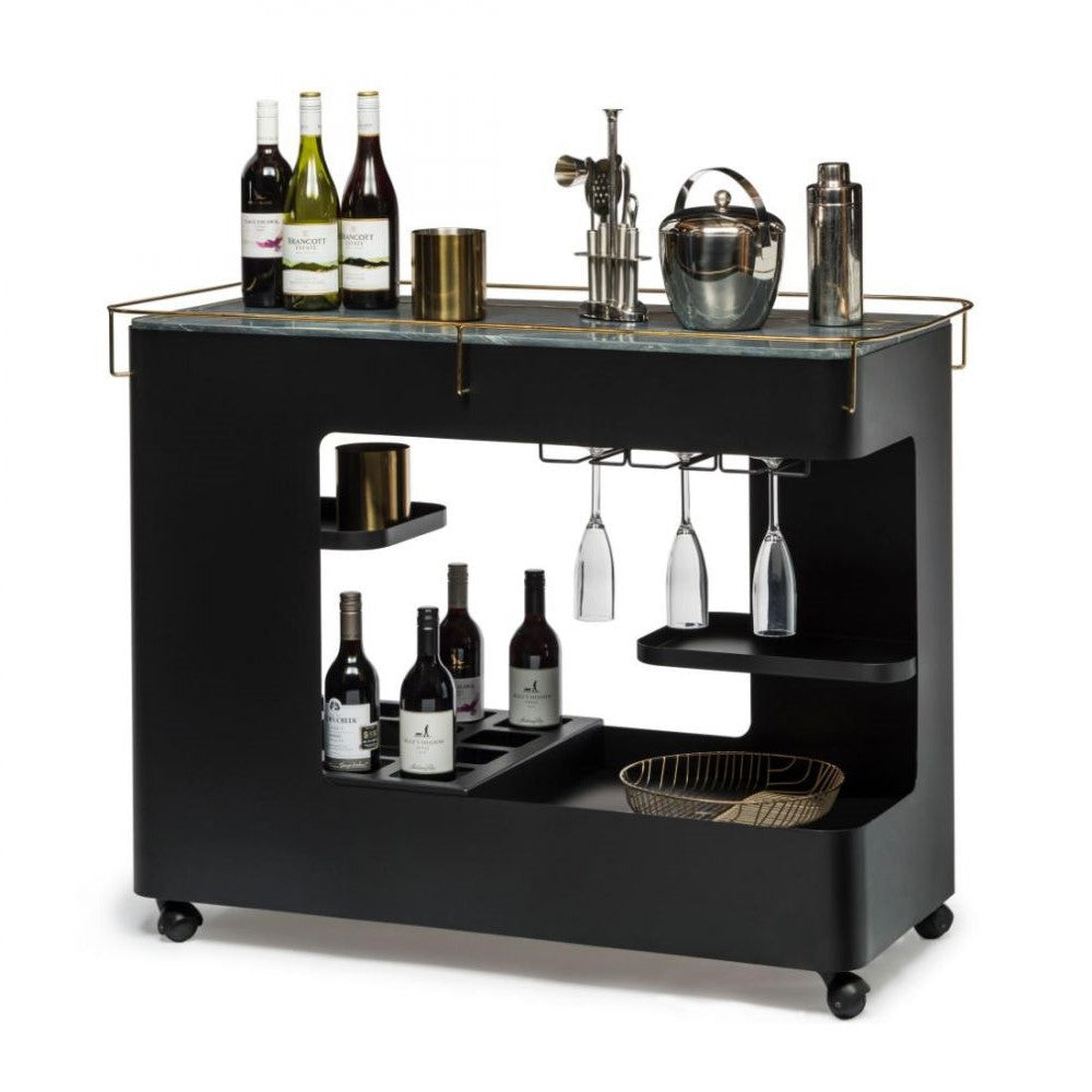 Glamorous Black and Gold Home Bar Cart