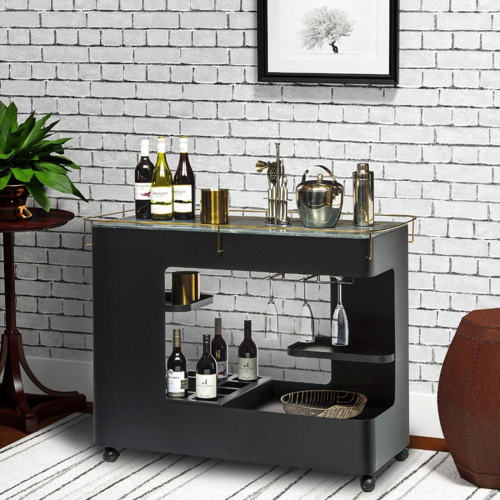 Glamorous Black and Gold Home Bar Cart