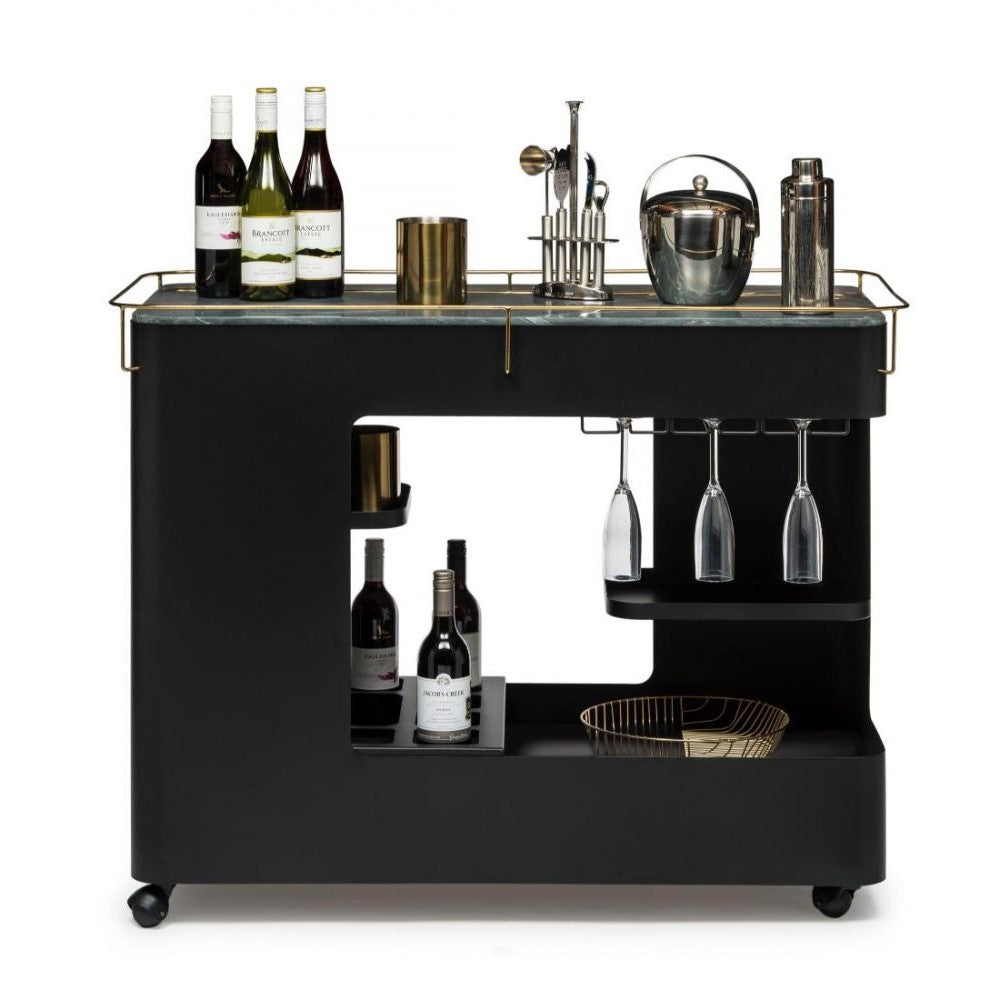 Glamorous Black and Gold Home Bar Cart