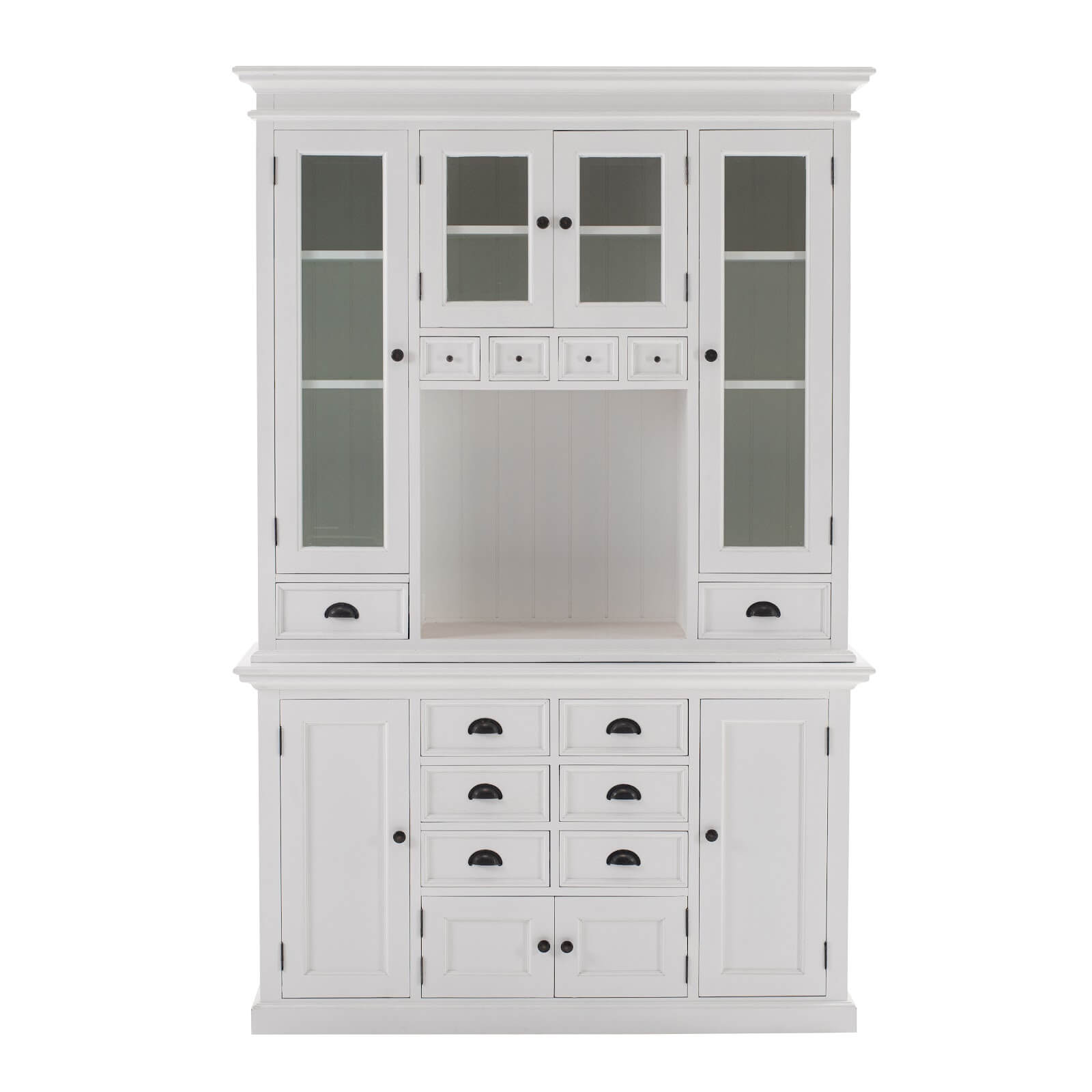 Classic Farmhouse Hutch Cabinet with 12 Drawers 4 + 4 Doors 1 Shelf