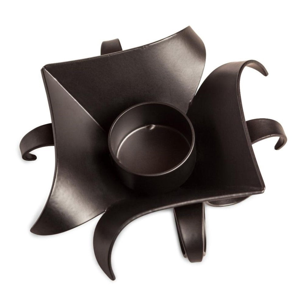 Set Of 2 Decorative Black Lotus Tealight Candle Holders