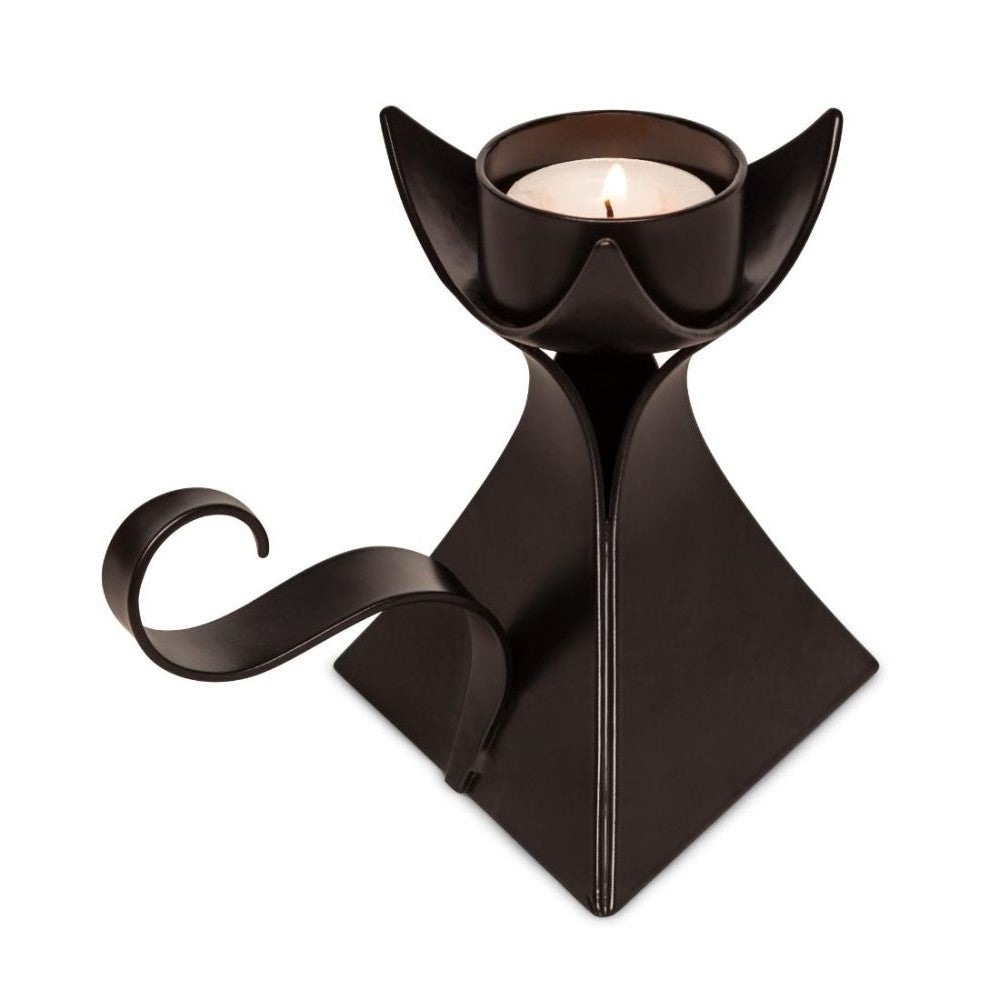 Decorative Black Tealight Candle Holder With Handle