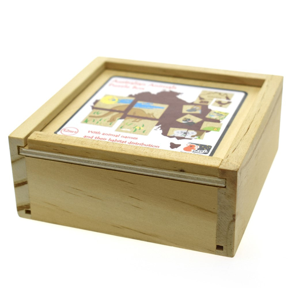 Australian Animals Wooden Tile Puzzle Box