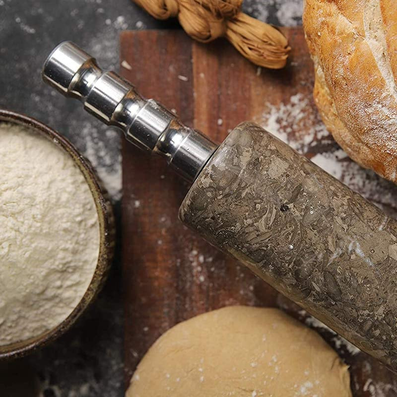 Artisan Handmade Metal Handle Marble Rolling Pin (Available in 2 Colors)