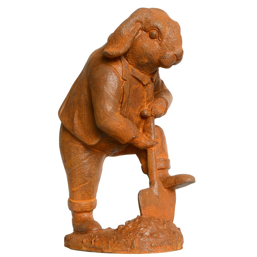 Outdoor Cast Iron Digging Rabbit Statue