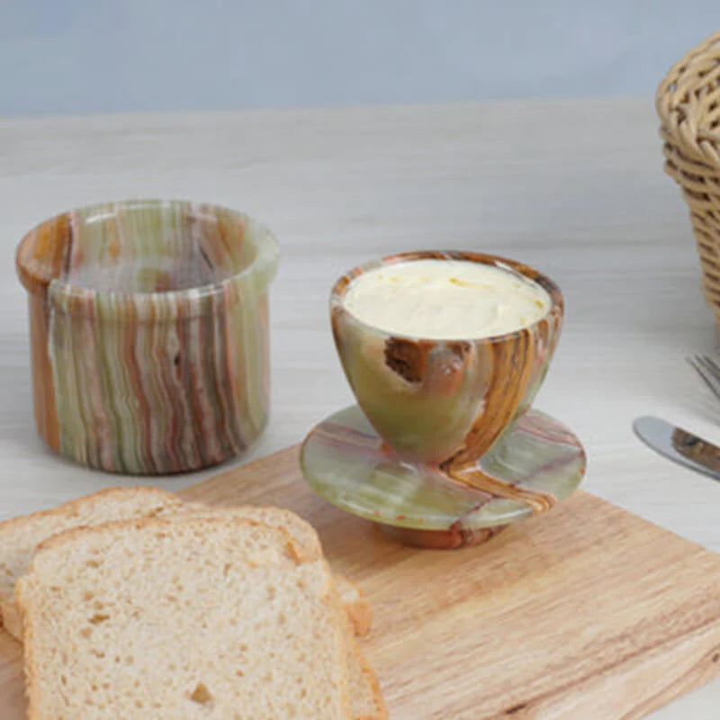 Artisan Handmade Marble Butter Crock Dish (Available in 4 Colors)