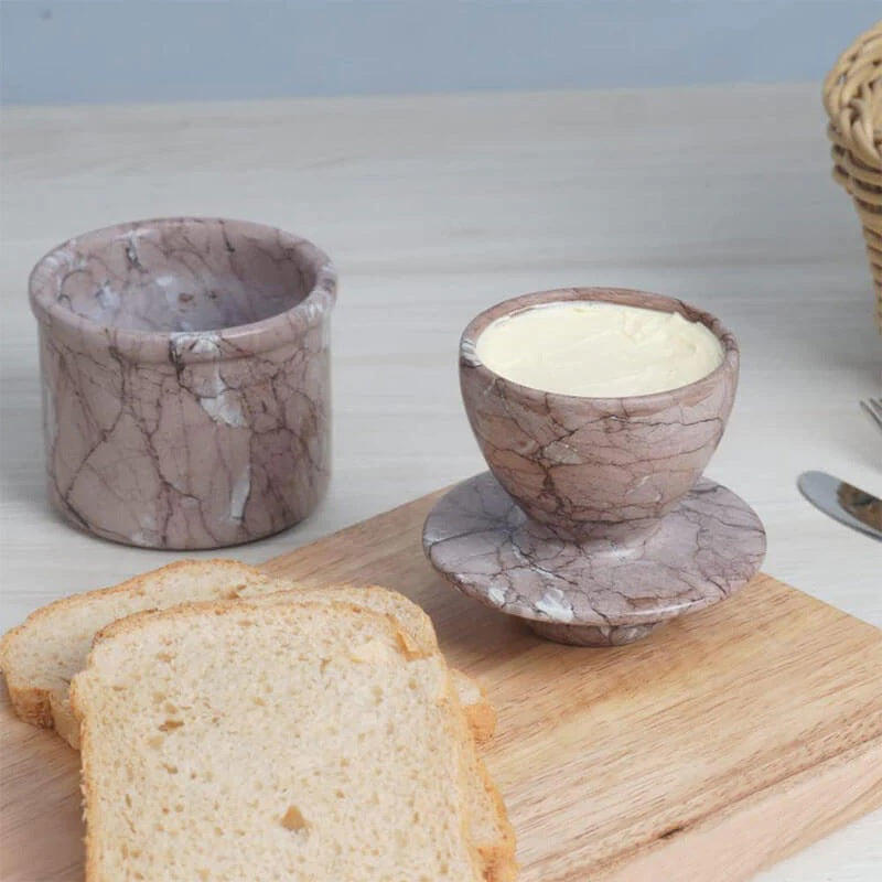 Artisan Handmade Marble Butter Crock Dish (Available in 4 Colors)