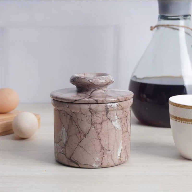 Artisan Handmade Marble Butter Crock Dish (Available in 4 Colors)