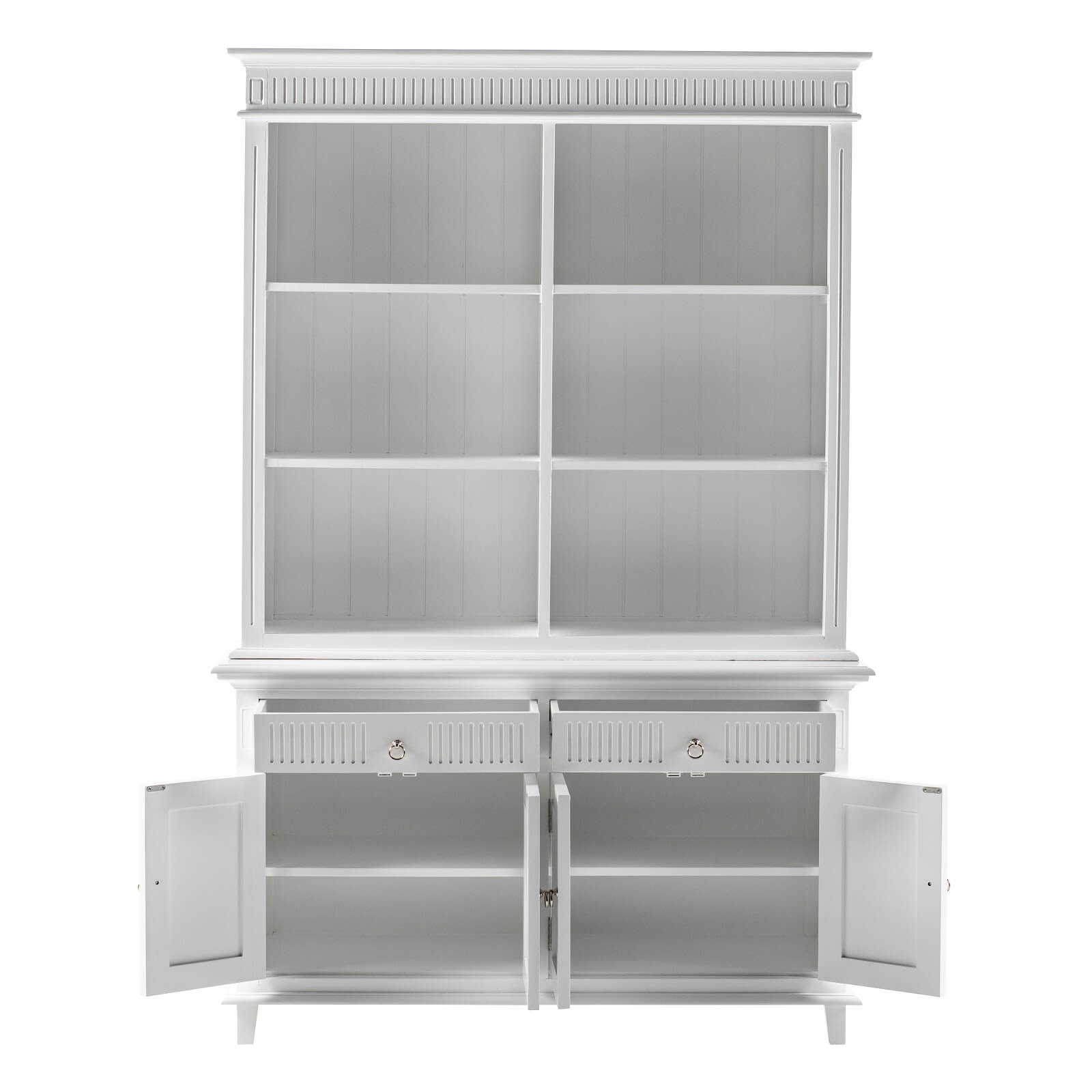 Groove-Inspired Hutch Cabinet 4 Doors 6 Shelves