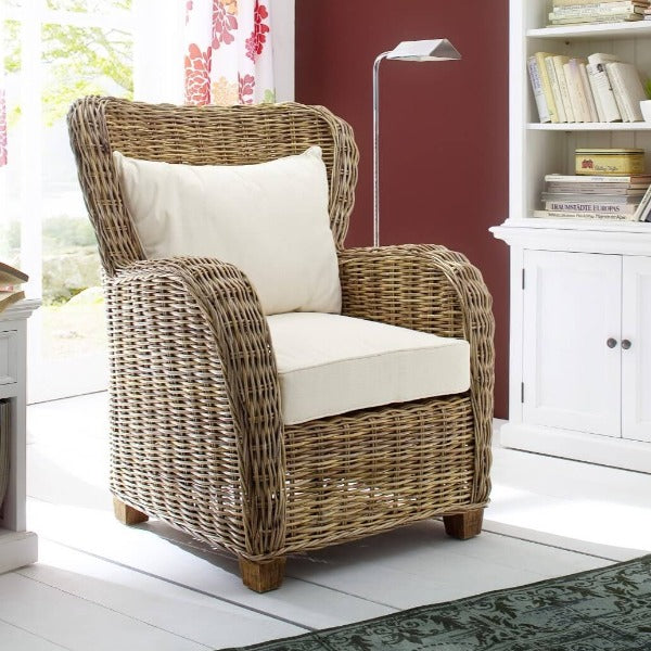 Wingback Classic Rattan Armchair - Queen Size