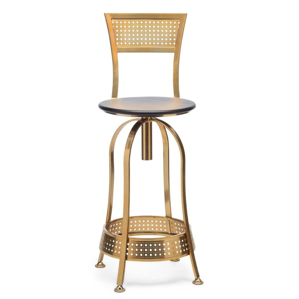 High-Back Swivel Kitchen Bar Stool Chair Gold Black