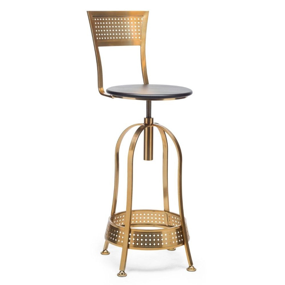 High-Back Swivel Kitchen Bar Stool Chair Gold Black