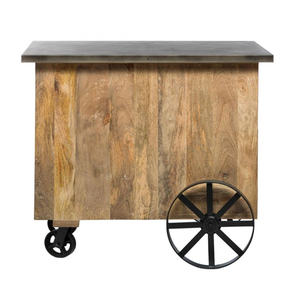 Rustic Industrial Bar Cart on Wheels - Small