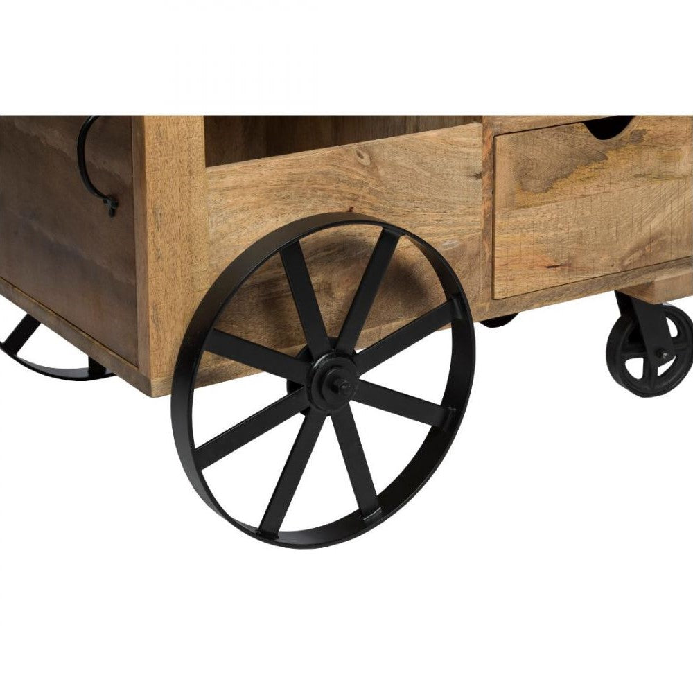 Rustic Industrial Bar Cart on Wheels - Small