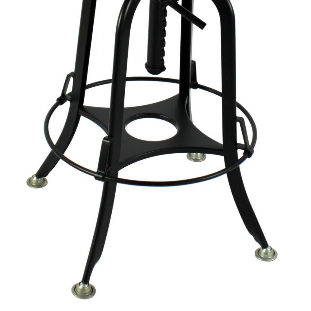 Classic Swivel Height Adjustable Barstool with Backrest - Rustic Black