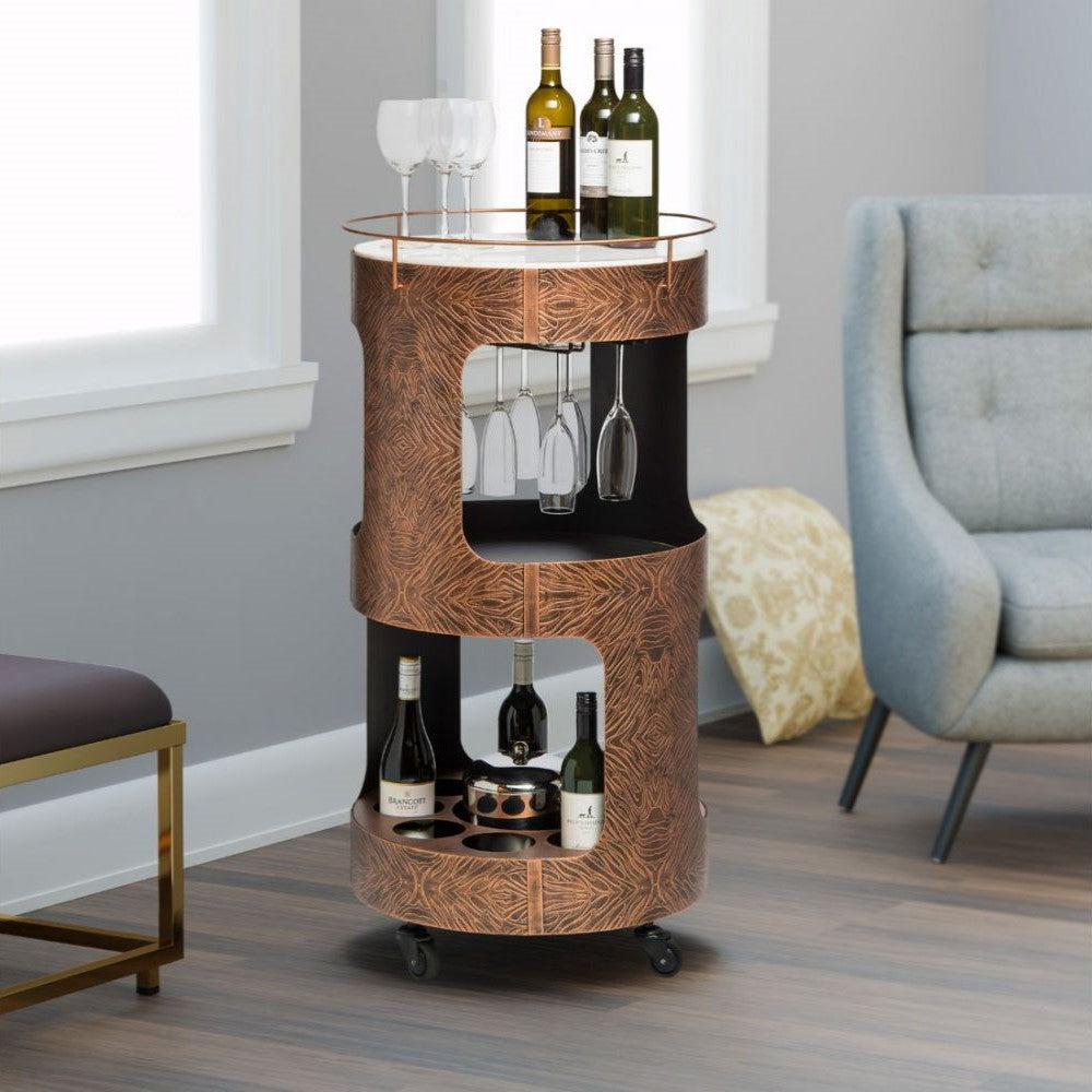 Luxurious Marble and Copper Bar Cart