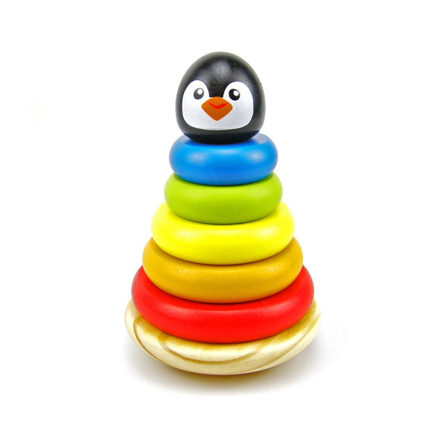 Toddlers Wooden Animal Stacking Rings Tower - Penguin