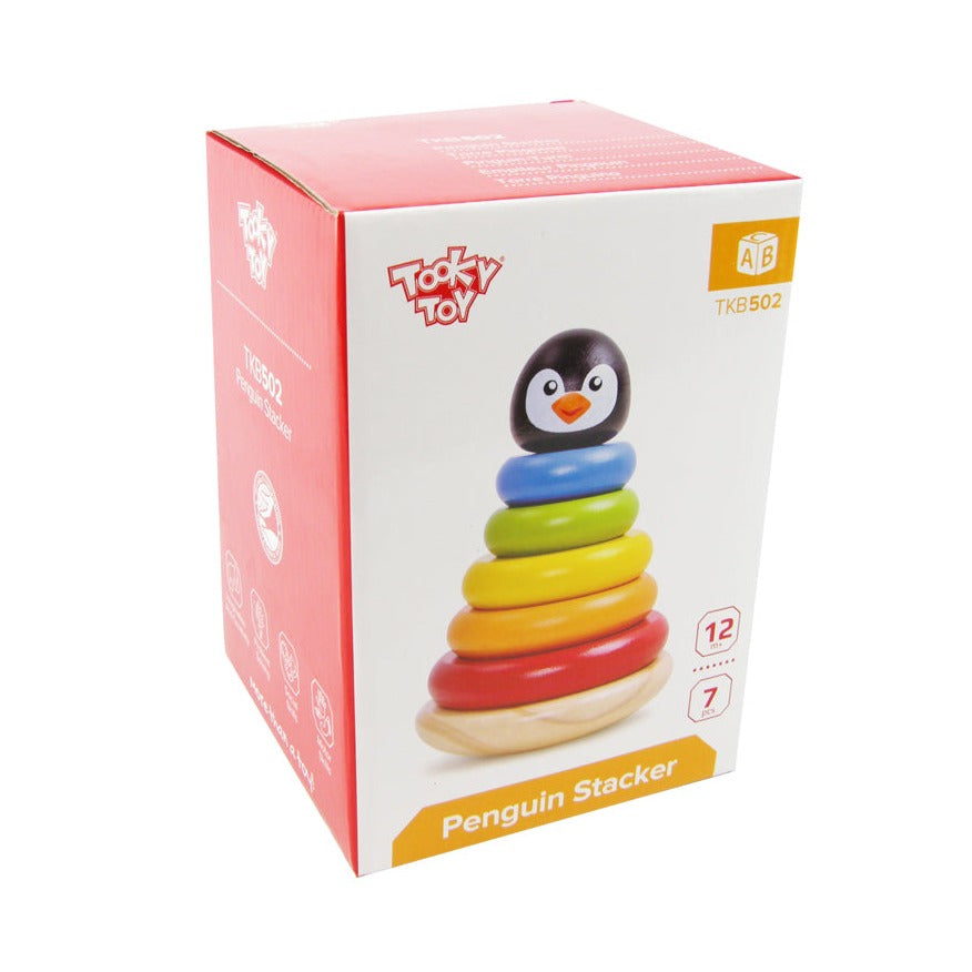 Toddlers Wooden Animal Stacking Rings Tower - Penguin