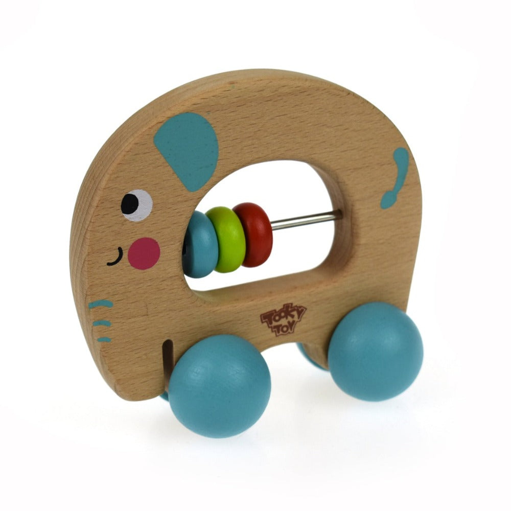 Animal Wooden Roller Pull Toy - Elephant