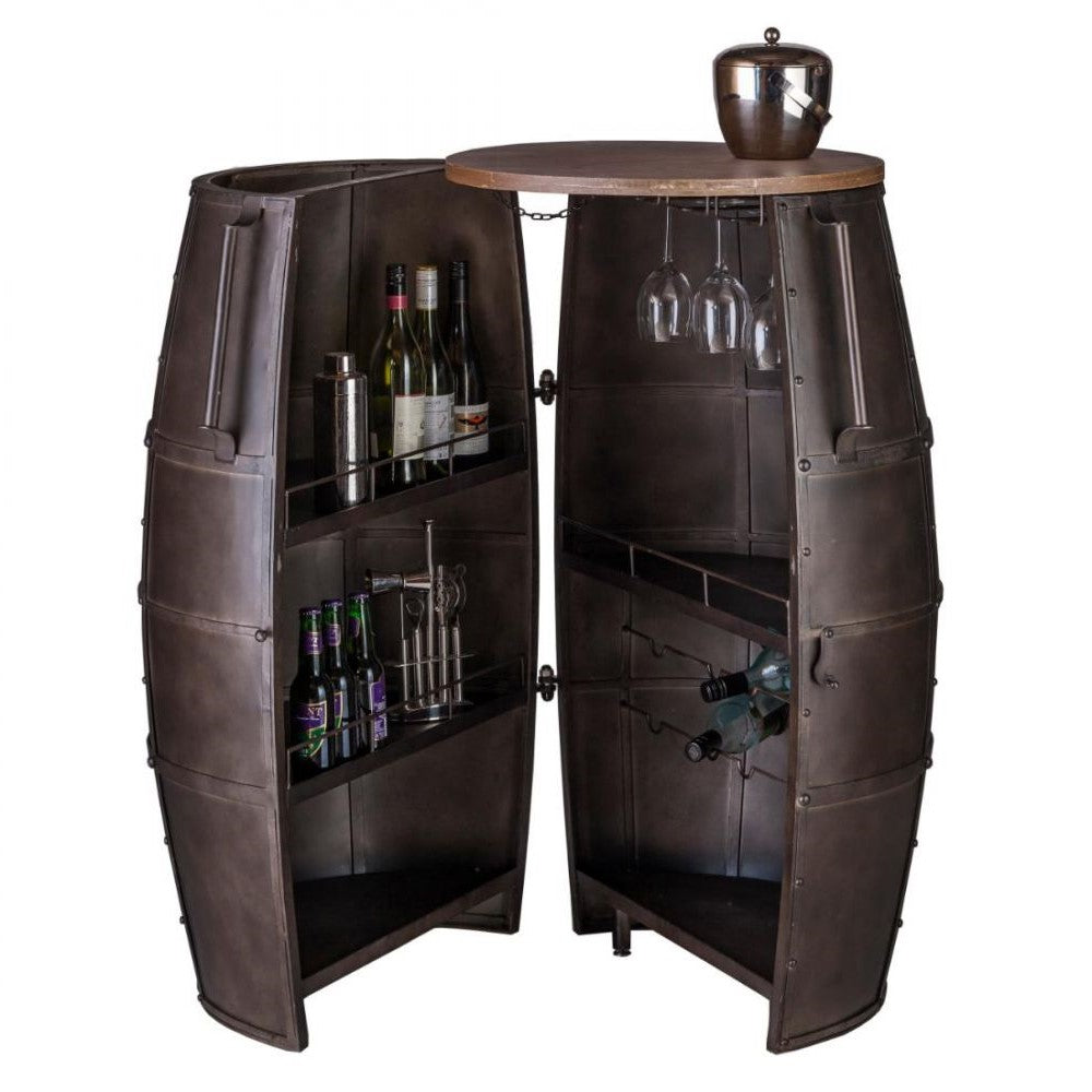 Vintage Look Barrel Bar On Wheels