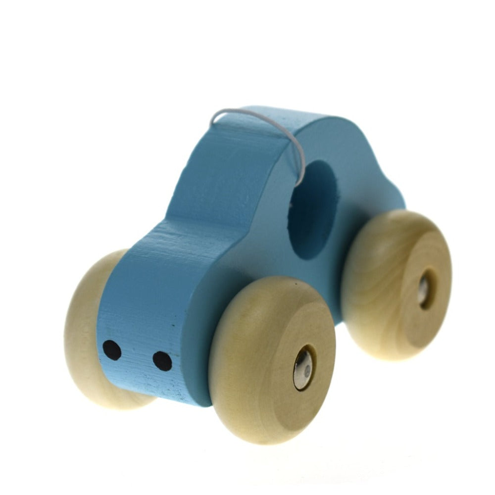 Pull Along Toddler Wooden Toy Car Blue