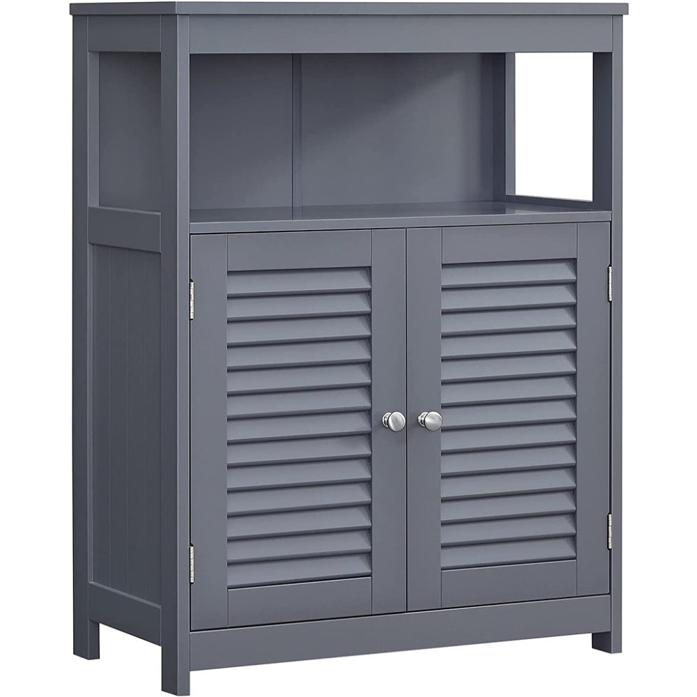 Floor Cabinet with Shelf and 2 Doors Gray