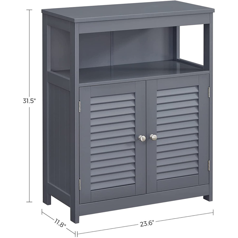 Floor Cabinet with Shelf and 2 Doors Gray