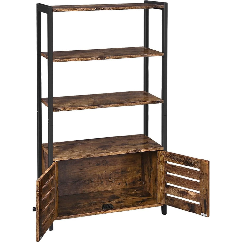 Floor Standing Storage Cabinet Bookshelf - Rustic Brown