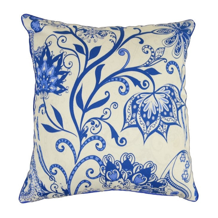 Blue Floral Cushion With Recycled Fill 45 X 45cms