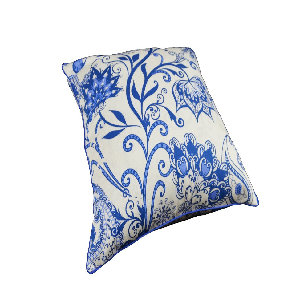 Blue Floral Cushion With Recycled Fill 45 X 45cms