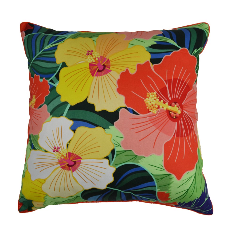 Colorful Hibiscus Cushion With Recycled Fill 45 X 45cms