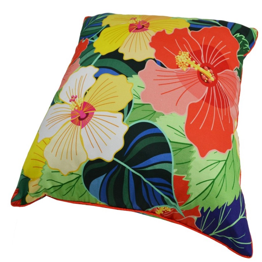 Colorful Hibiscus Cushion With Recycled Fill 45 X 45cms