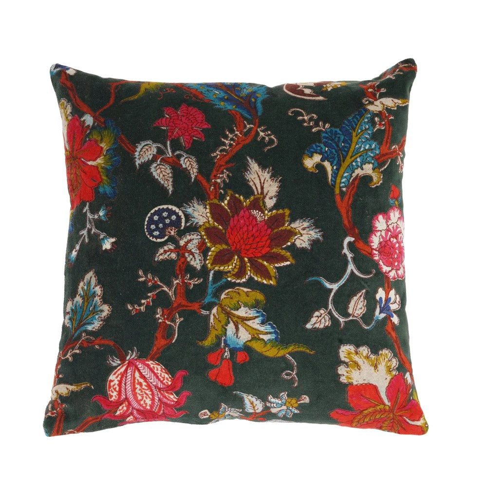 Frida Kahlo Blossom Inspired Velvet Cushion Cover 45 x 45cms - Black