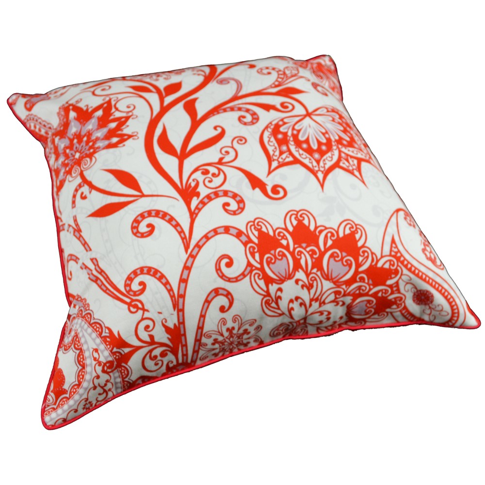 Red Floral Cushion With Recycled Fill 45 X 45cms