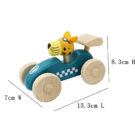 Toddlers Pull Toy Leopard Driver Racing Car Green