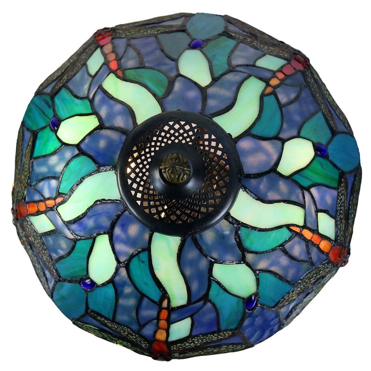 Dragonflies on Leaves Tiffany Stained Glass Table Lamp