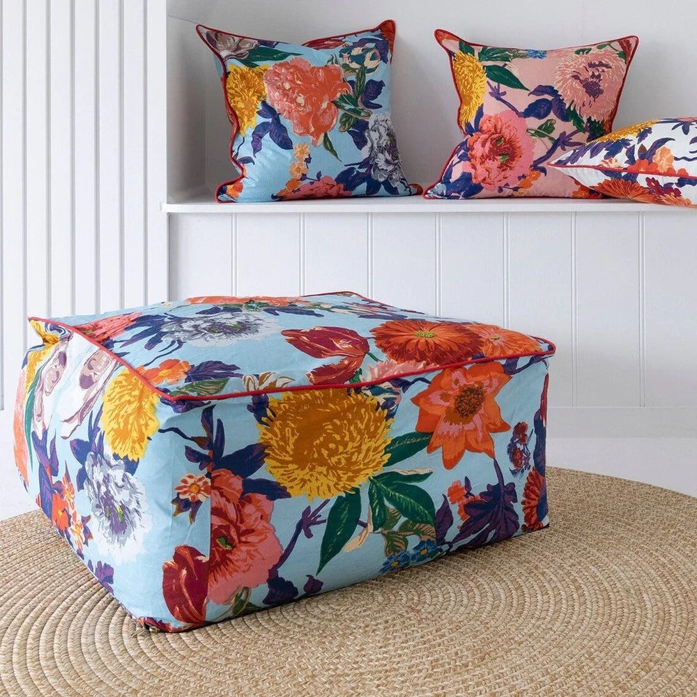 Jungle Paradise Inspired Ottoman Cover - Blue