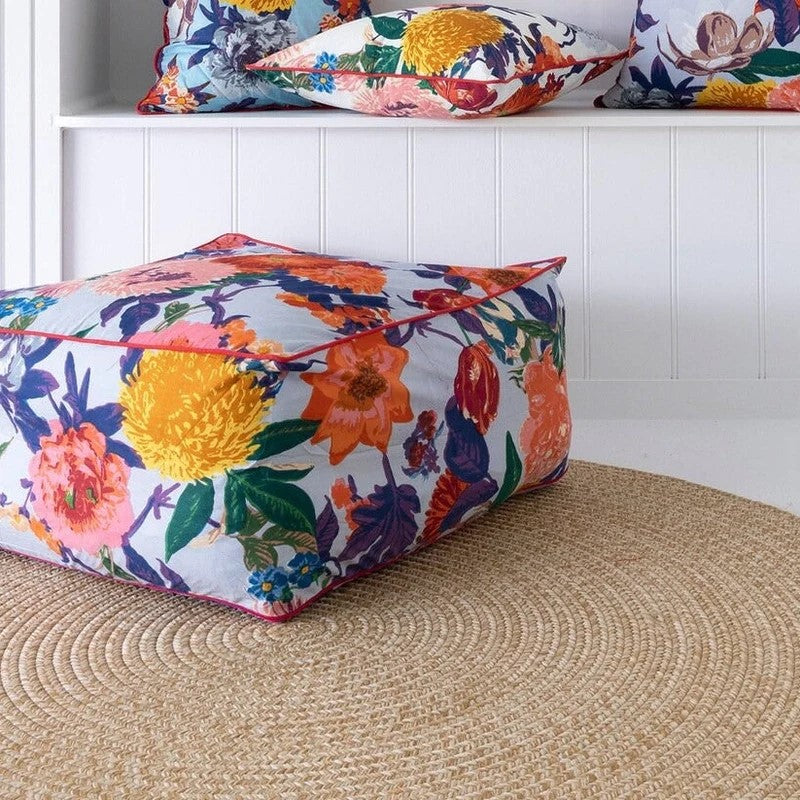 Jungle Paradise Inspired Ottoman Cover - White