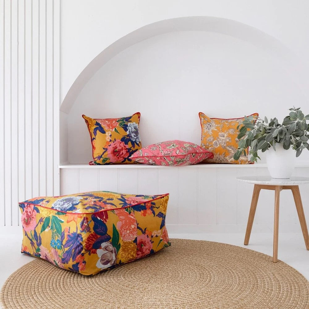 Jungle Paradise Inspired Ottoman Cover - Yellow