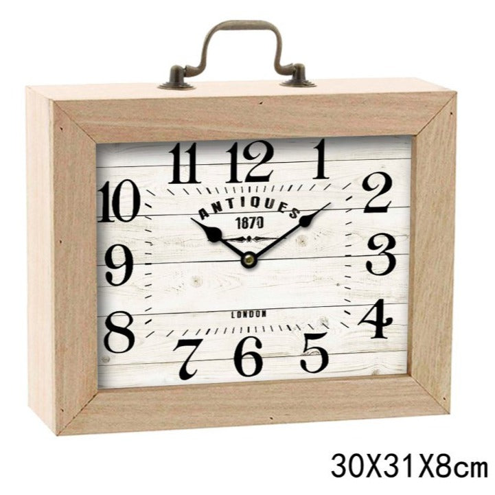 Natural Wooden Square Table Clock 31cms