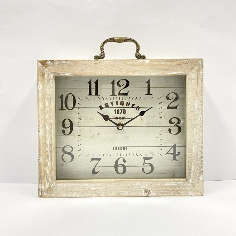 Natural Wooden Square Table Clock 31cms