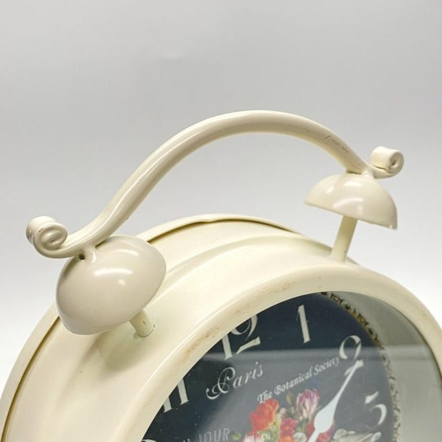 Paris Timepiece Two-Bell Table Clock - White