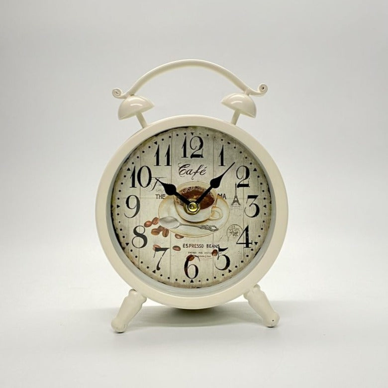 Timepiece Two-Bell Table Clock - White